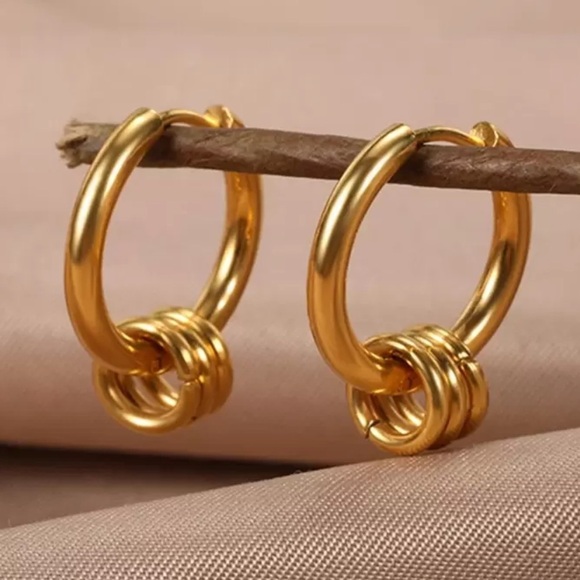 Anthropologie Jewelry - Anthropologie Gold ring Hoop Earrings